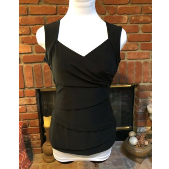 White House Black Market Tops - Black Sexy Ruched Dress Top Women sz M